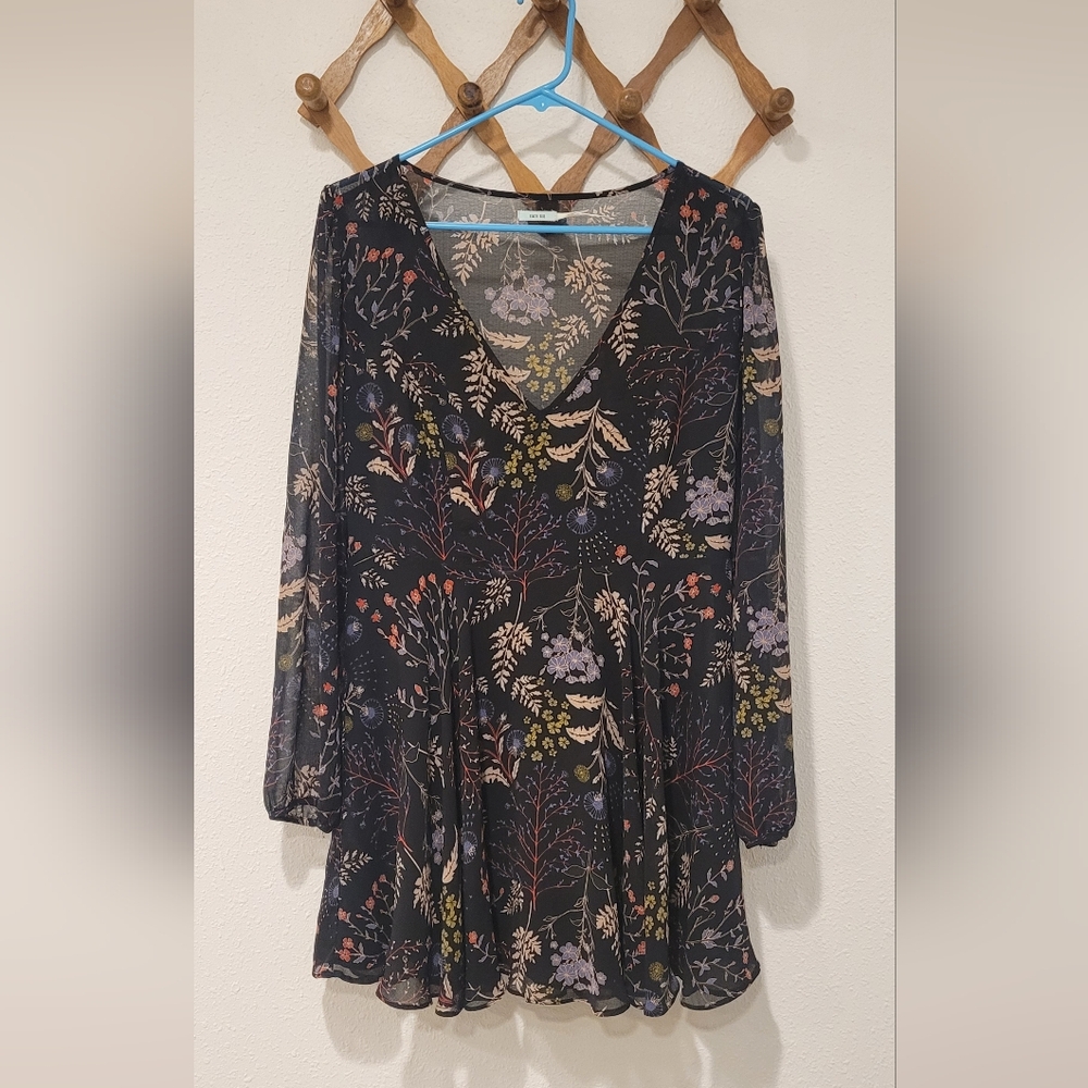 Kimchi Blue Black Floral Mini Dress Womens 10